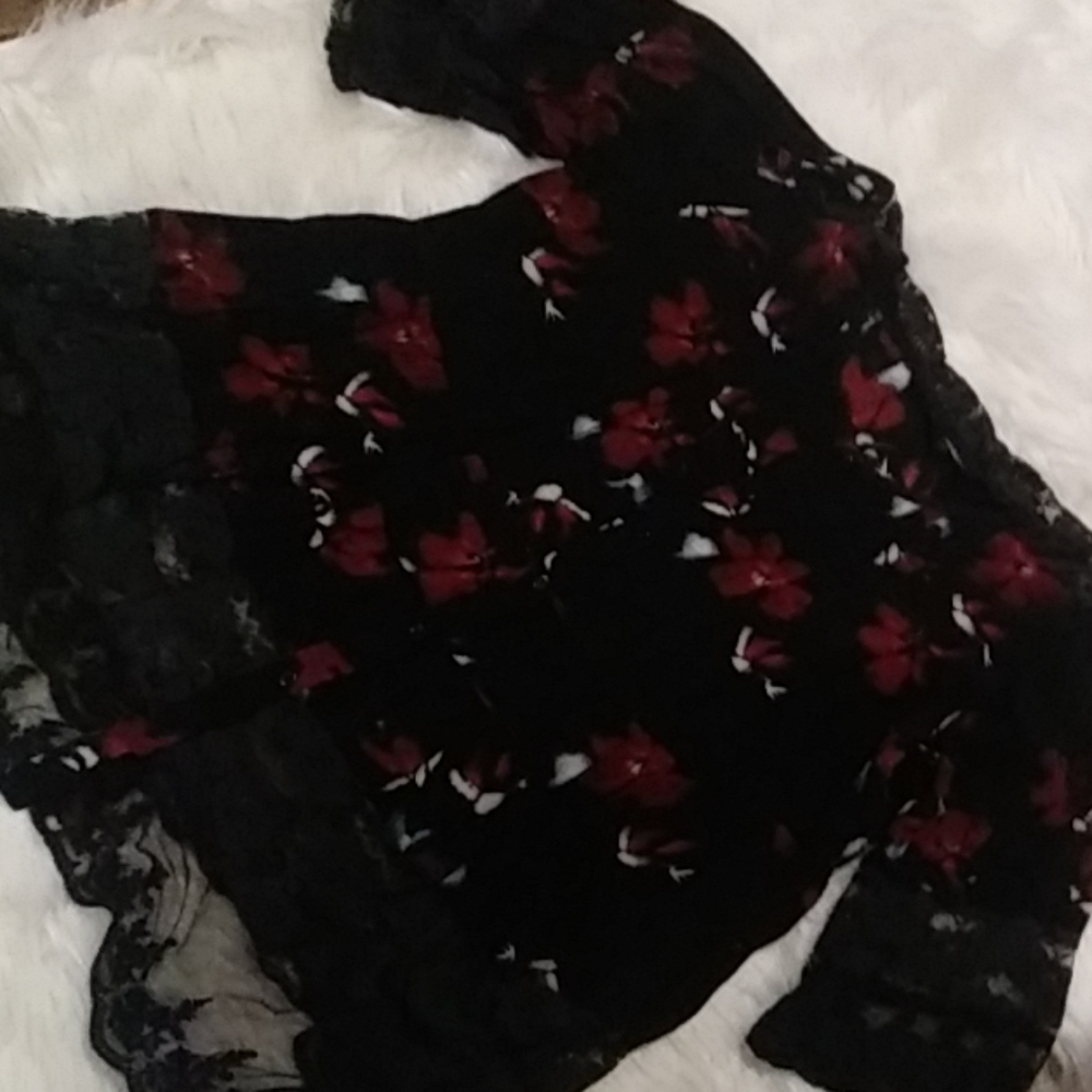 Womens button down blouse with lace